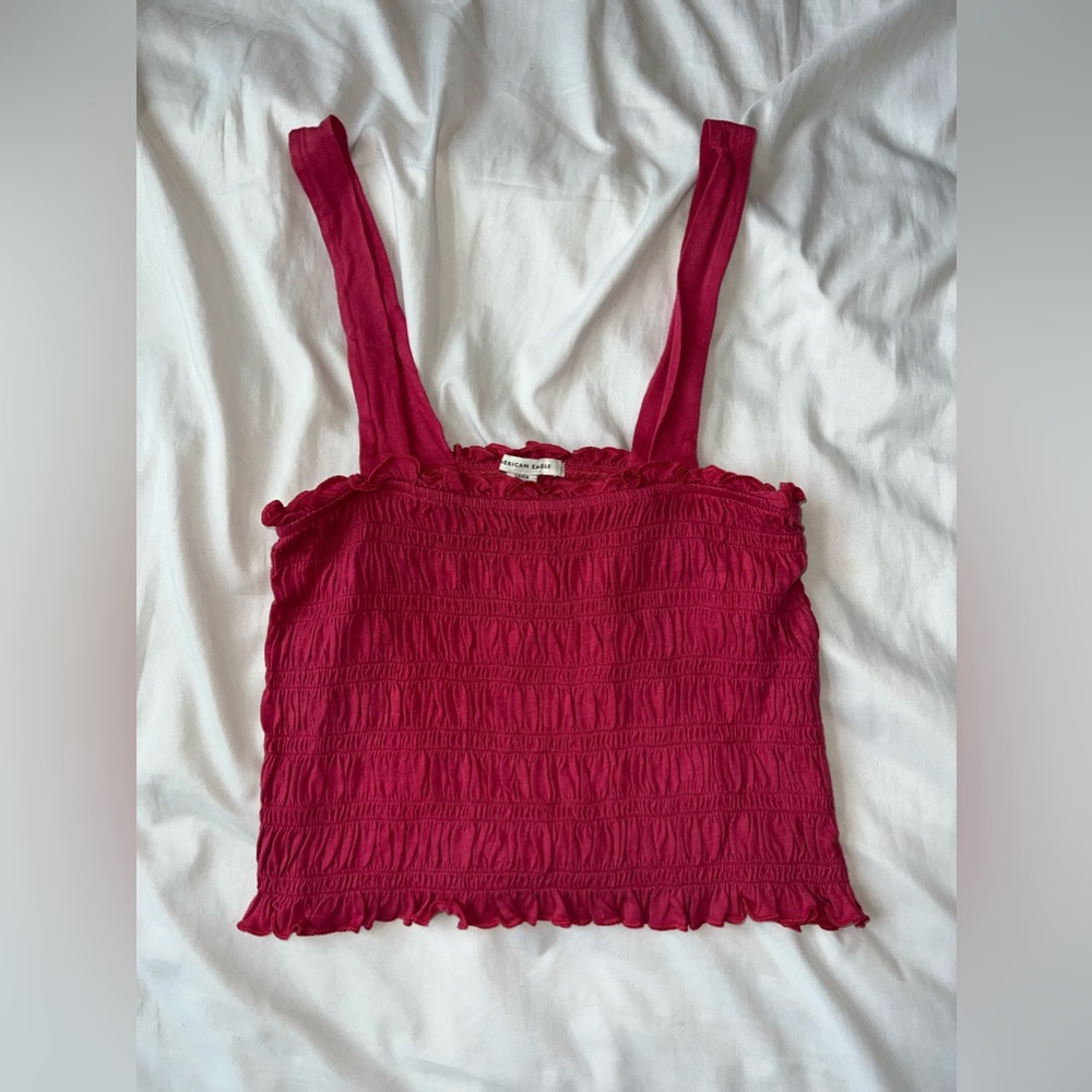American Eagle berry/red cropped tank top, size S